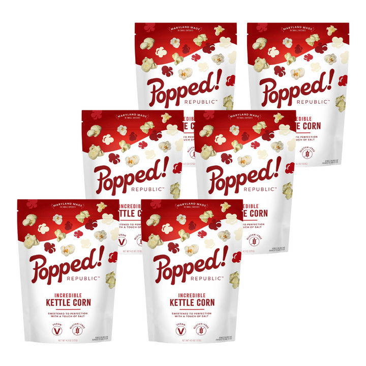 Gourmet Popcorn, 6 Pack of Medium Stand Up Pouches