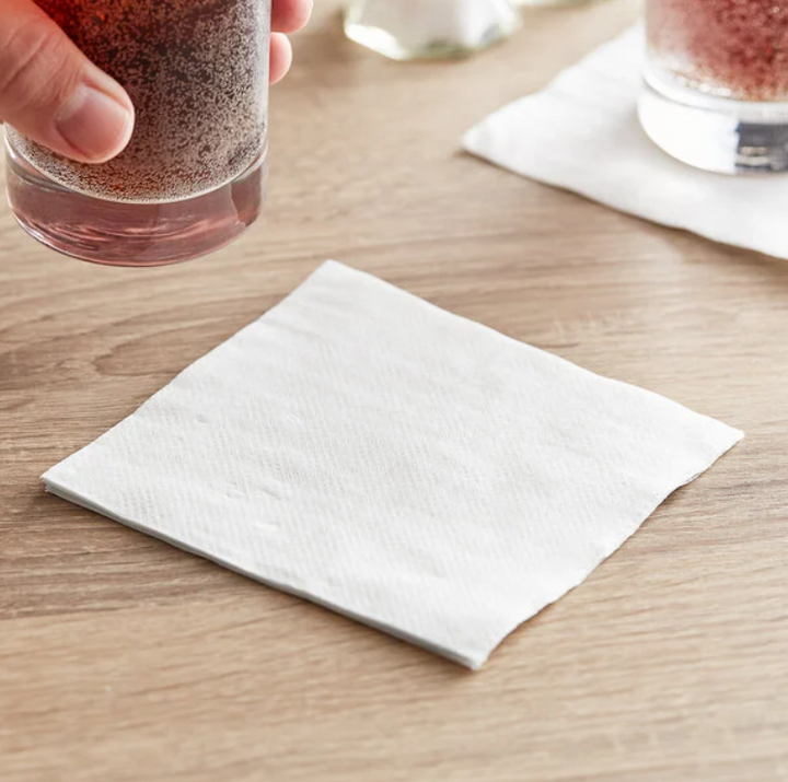 Beverage Napkins, 1 ply, White
