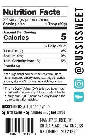 Süss Sugar Free Allulose Syrup, 2 Pack
