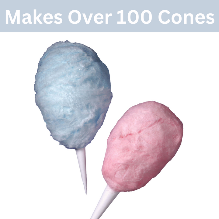 Cotton Candy Floss, 2 Pack of Pink Vanilla and Blue Raspberry, with 100 Cones