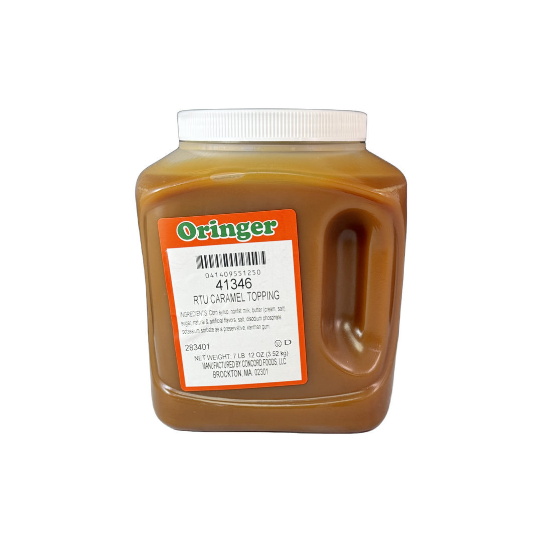 Oringer Caramel RTU Topping, #41346, 3/4 Gallon Jug