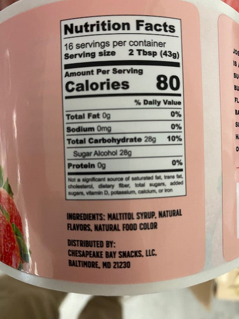Joseph's Sugar Free Strawberry Syrup, 16 oz Plastic Bottle