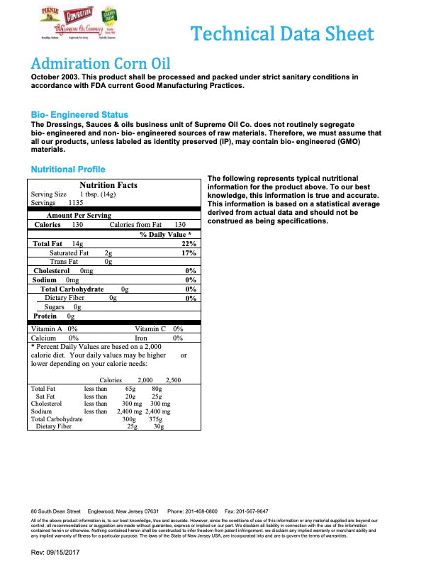 Corn Oil, 1 Gallon