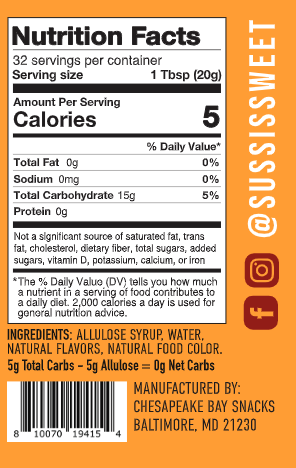 Süss Sugar Free Maple Flavored Syrup, 16 Fl Oz, Sweetened with Allulose