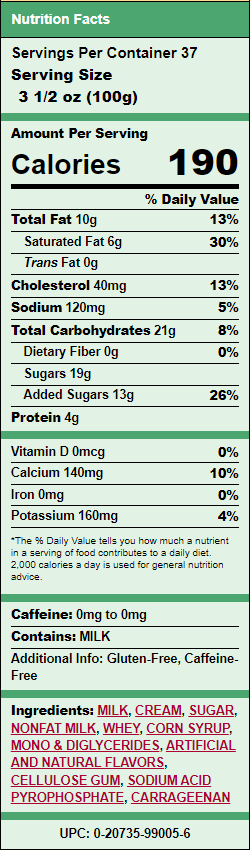 Soft Serve Ice Cream Mix, 10%, 1-Gallon Jug (Local Pick Up Only)