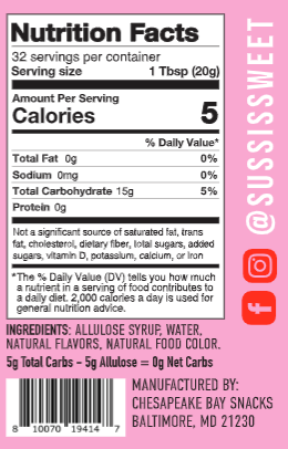 Süss Sugar Free Strawberry Syrup, 16 Fl Oz, Sweetened with Allulose